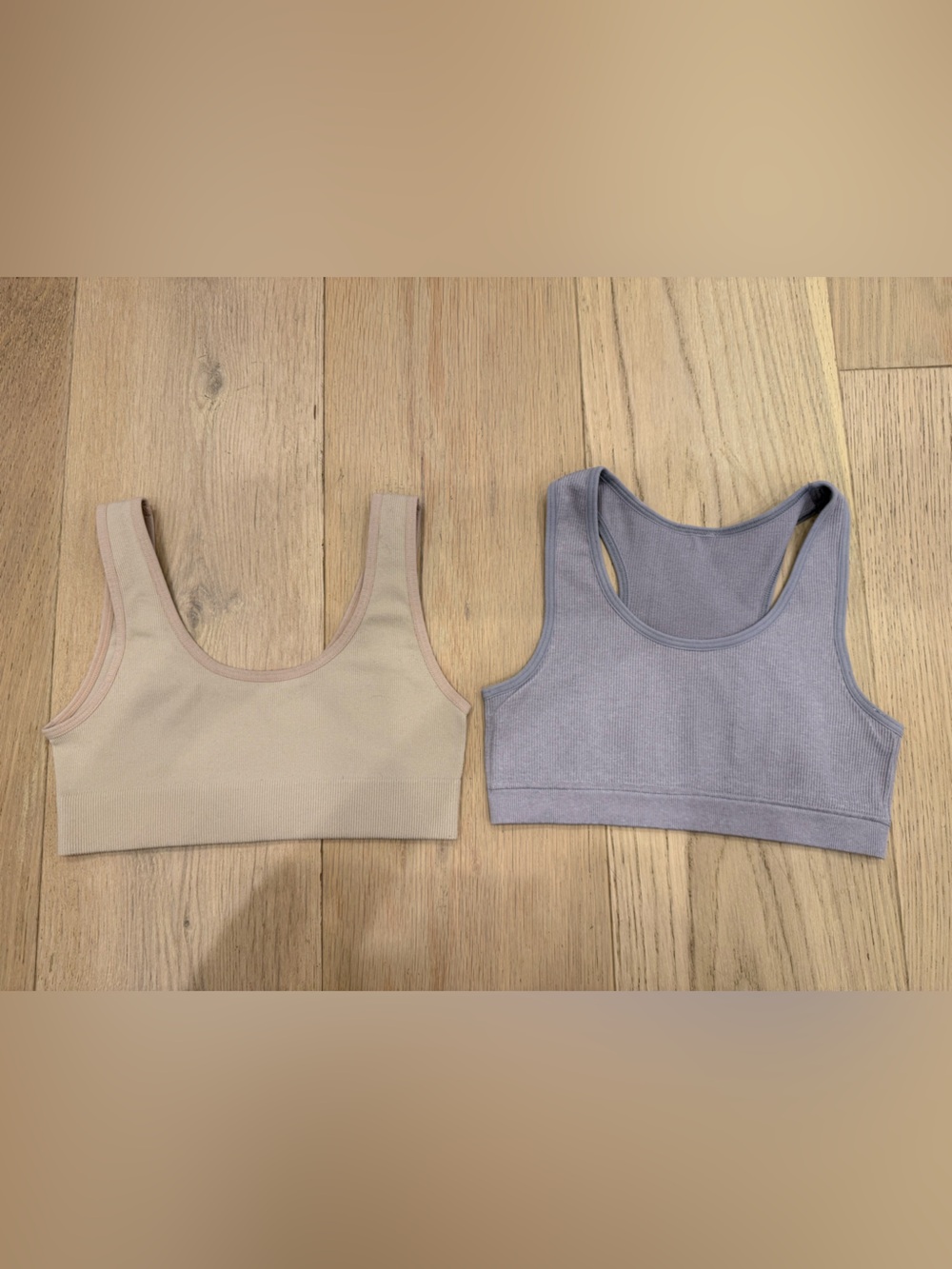 GAP Ribbed Scoop & Racerback Crop Bras - Beige and Lavender